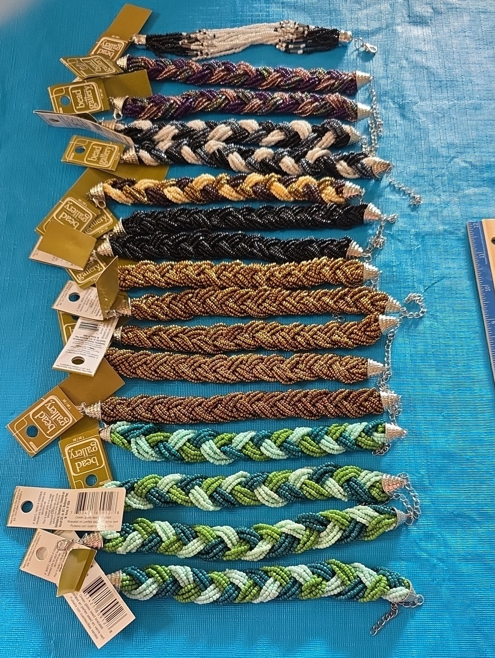 Lot Of 17 Glass Bead Twist Braided Multi-Color Bracelets- New W/tags
